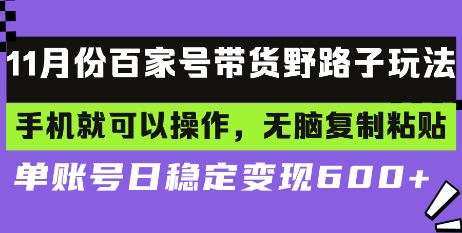 百家号带货野路子玩法 手机就可以操作，无脑复制粘贴 单账号日稳定变现… - 开始创业网