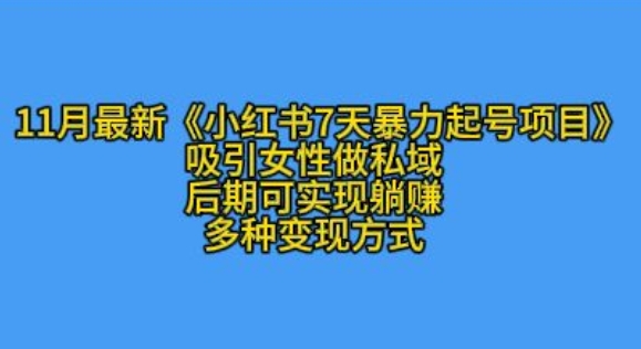 K总部落11月最新小红书7天暴力起号项目，吸引女性做私域【揭秘】 - 开始创业网