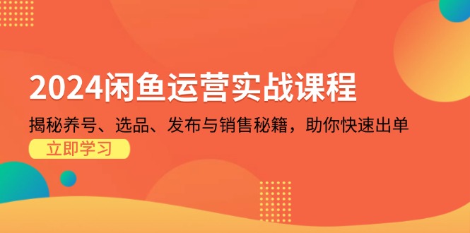 2024闲鱼运营实战课程：揭秘养号、选品、发布与销售秘籍，助你快速出单 - 开始创业网