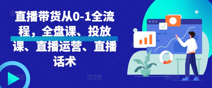 直播带货从0-1全流程，全盘课、投放课、直播运营、直播话术 - 开始创业网