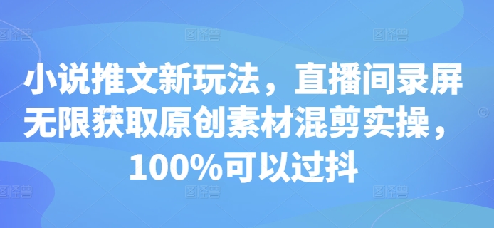 小说推文新玩法，直播间录屏无限获取原创素材混剪实操，100%可以过抖 - 开始创业网