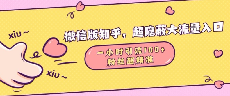 微信版知乎，超隐蔽流量入口1小时引流100人，粉丝质量超高【揭秘】 - 开始创业网